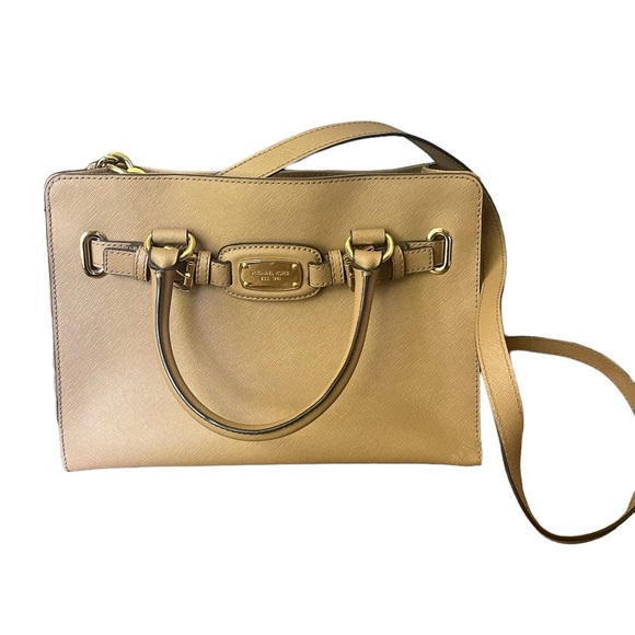 Authentic Michael Kors Leather Handbag in Tan- Size Medium - Picture 5 of 16